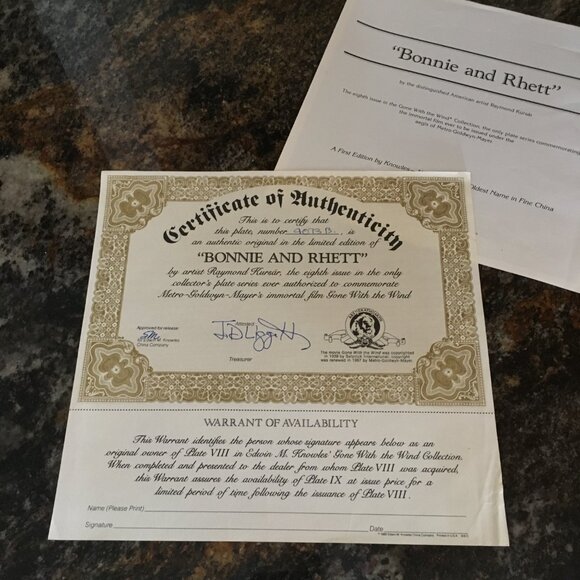 2/$40 Gone With the Wind Collection 'Bonnie and Rhett' Raymond Kursar - Picture 6 of 7